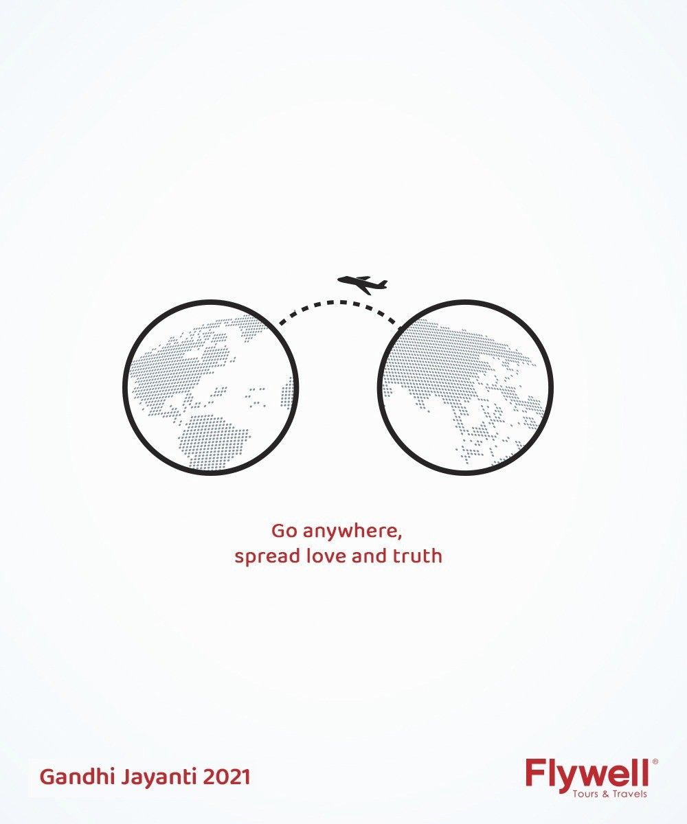 Round spectacles whose lenses show dotted world-map hemispheres, bridged by a flight path