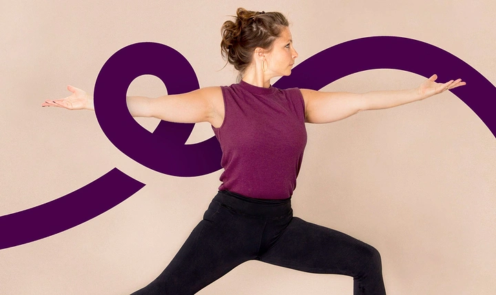 Yoga Studios creative ad: Brand ribbon traces the yoga pose's flow