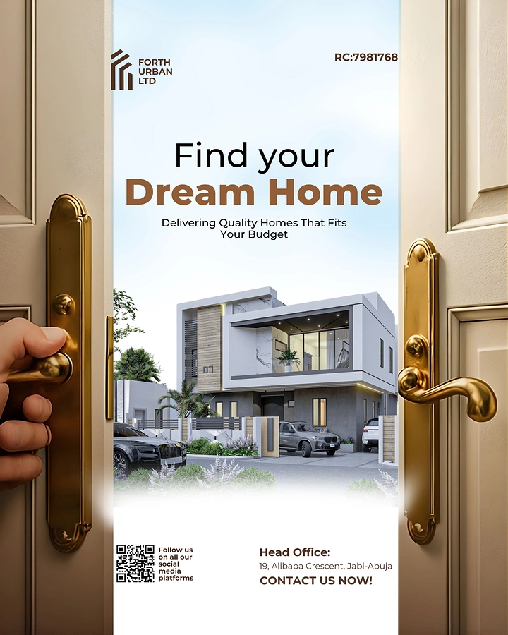 Real Estate Agents creative ad: Hands opening doors to reveal dream home