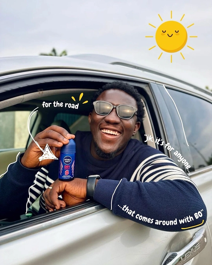 Deodorants & Antiperspirants creative ad: Road-trip scene turns odor copy playful