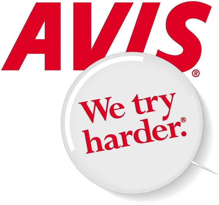 Car Rental creative ad: Iconic 'We try harder' badge branding