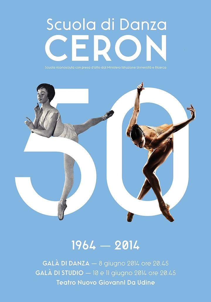 Education creative ad: Two ballerinas woven through a giant '50'