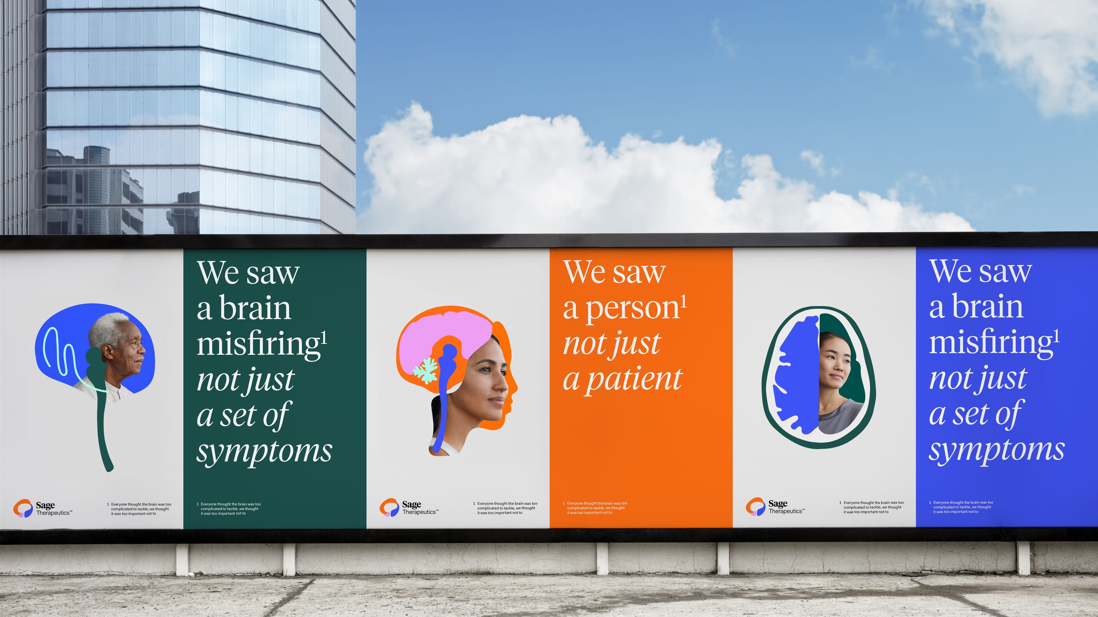 Banner: 'Saw a person, not symptoms' billboards