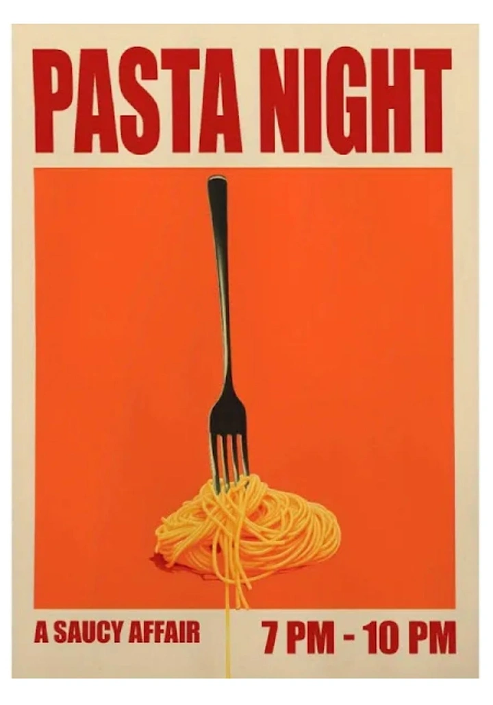 Italian Restaurants creative ad: Fork visually delivers Pasta Night