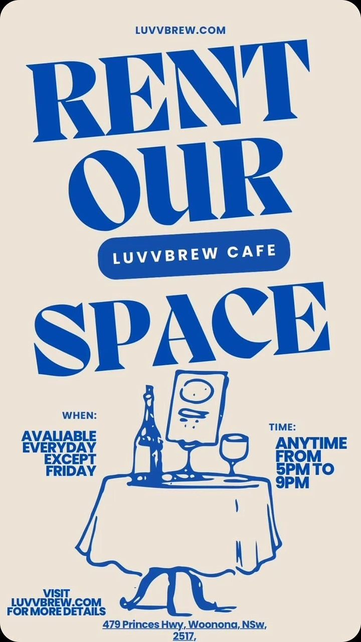 Banquet Halls & Venues creative ad: Bold retro type, illustrated table rental