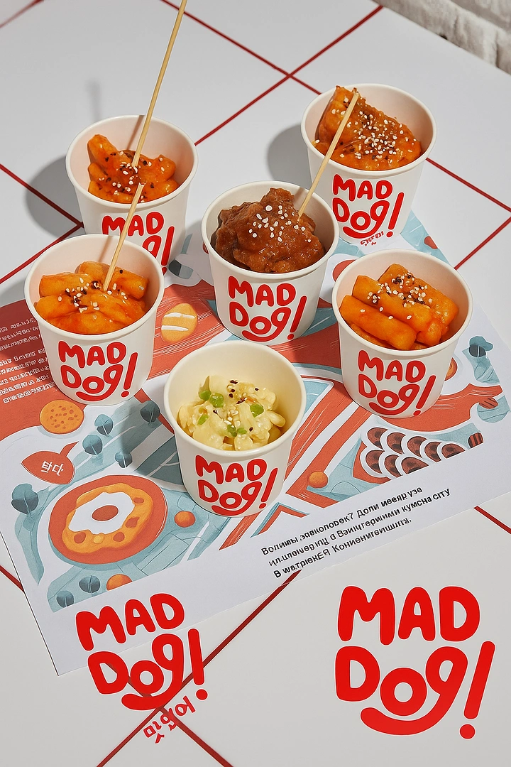 Korean Restaurants creative ad: Repeated cups create a memorable brand pattern