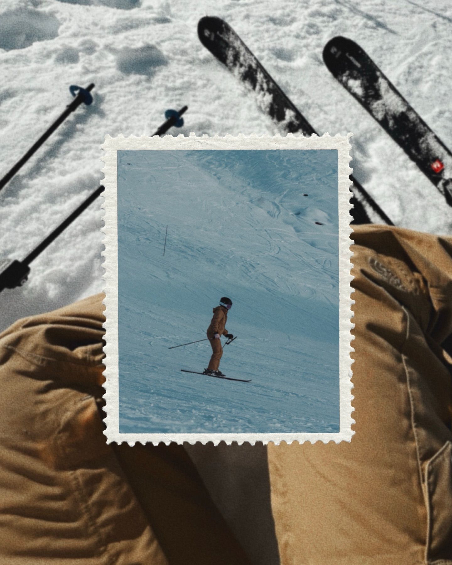 Instagram post: Postcard frame turns ski scene into keepsake
