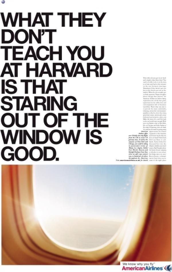 Story: Witty window-seat copy with strong image