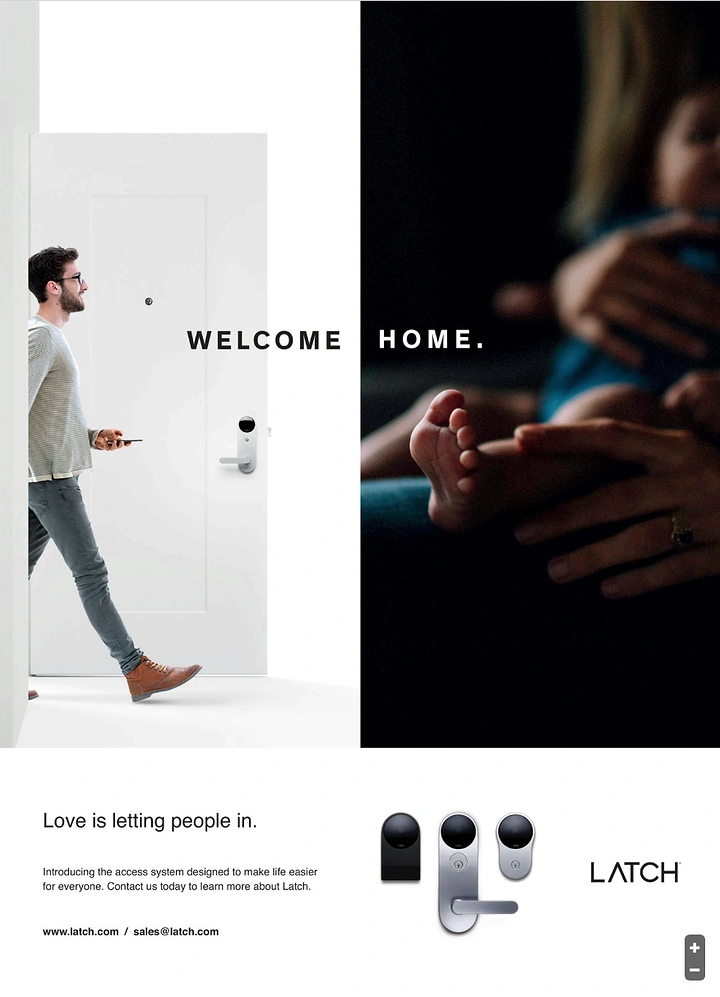 Locksmiths creative ad: Split Welcome/Home spread for smart lock
