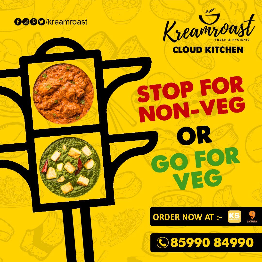 Instagram post: Traffic light: stop non-veg, go veg
