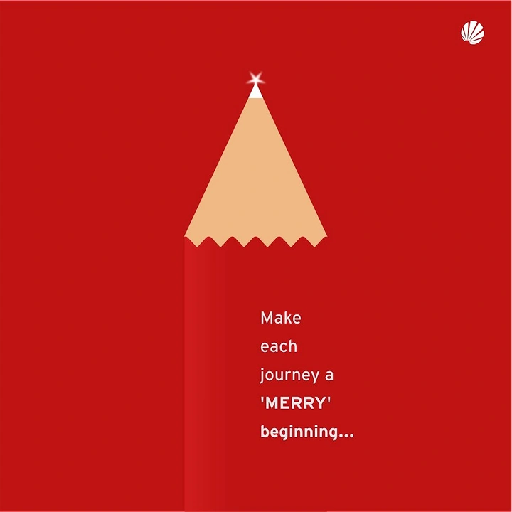 Christmas creative ad: A red pencil whose sharpened tip forms a Christmas tree