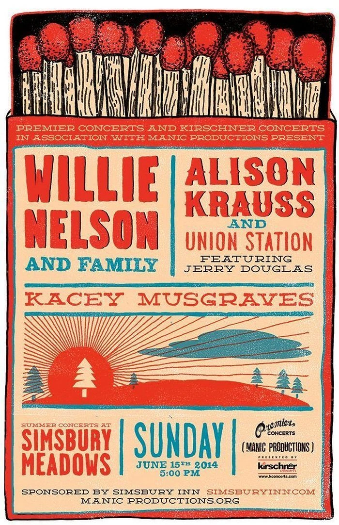 Creative ad: Matchbox with red-tipped matches framing a concert lineup