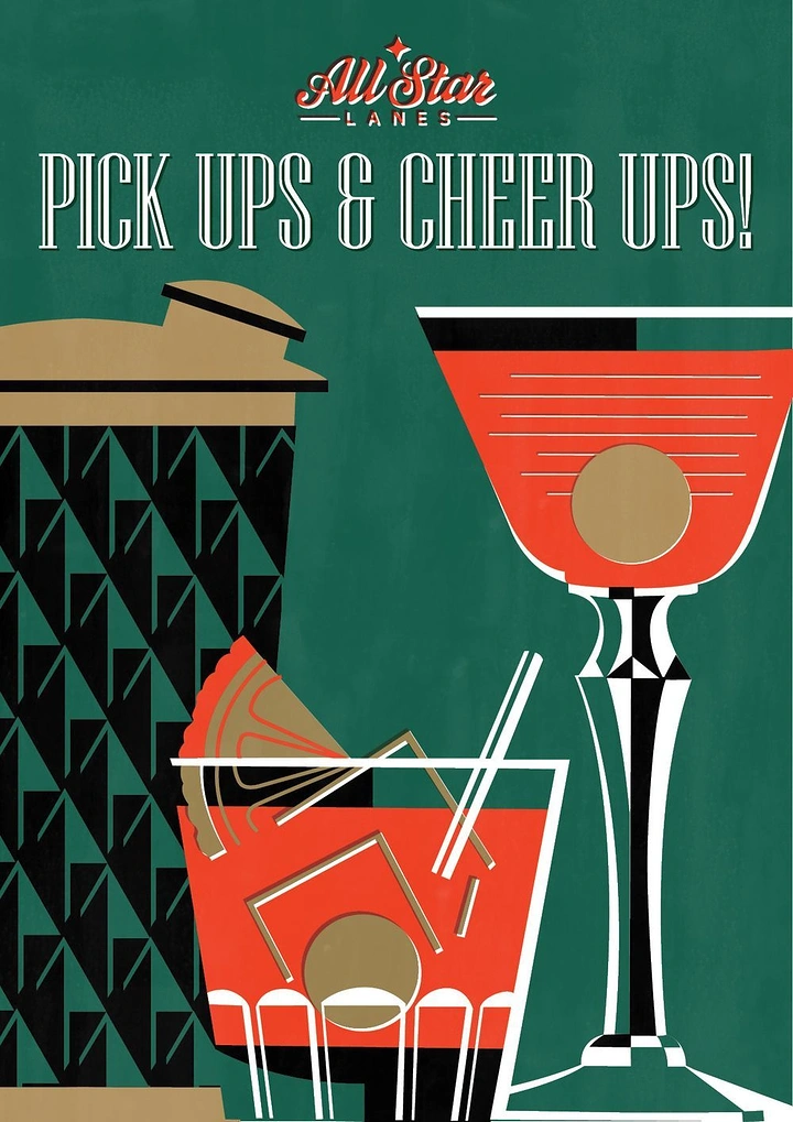 Bars & Pubs creative ad: Cocktails become geometric characters