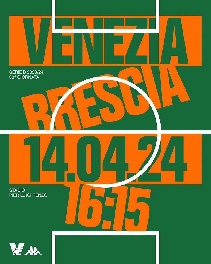 Sports creative ad: Football pitch markings overlaid on oversized type