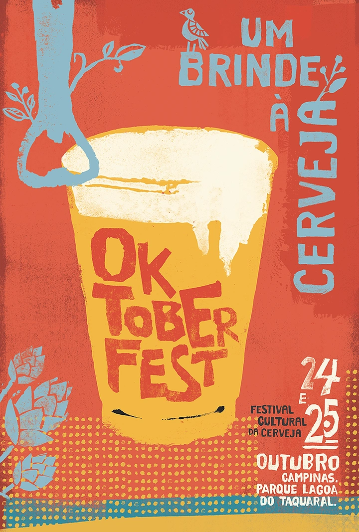 other-festival creative ad: Hand-painted foaming beer glass with bottle opener