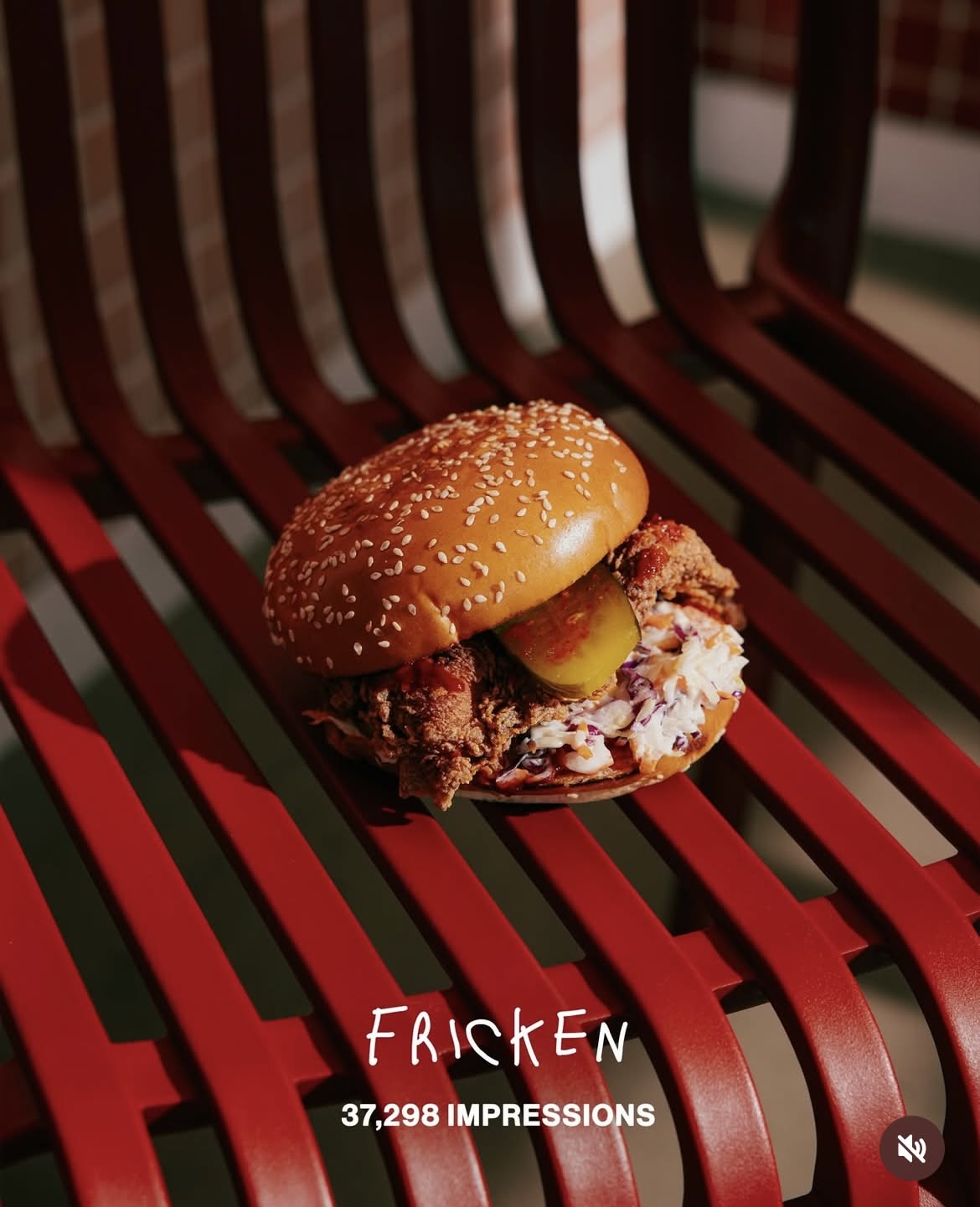 Instagram post: Dramatic grill burger with social-proof copy