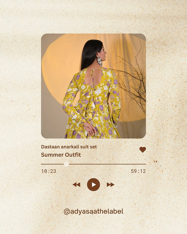 Ethnic Wear & Sarees creative ad: Outfit framed as music player UI
