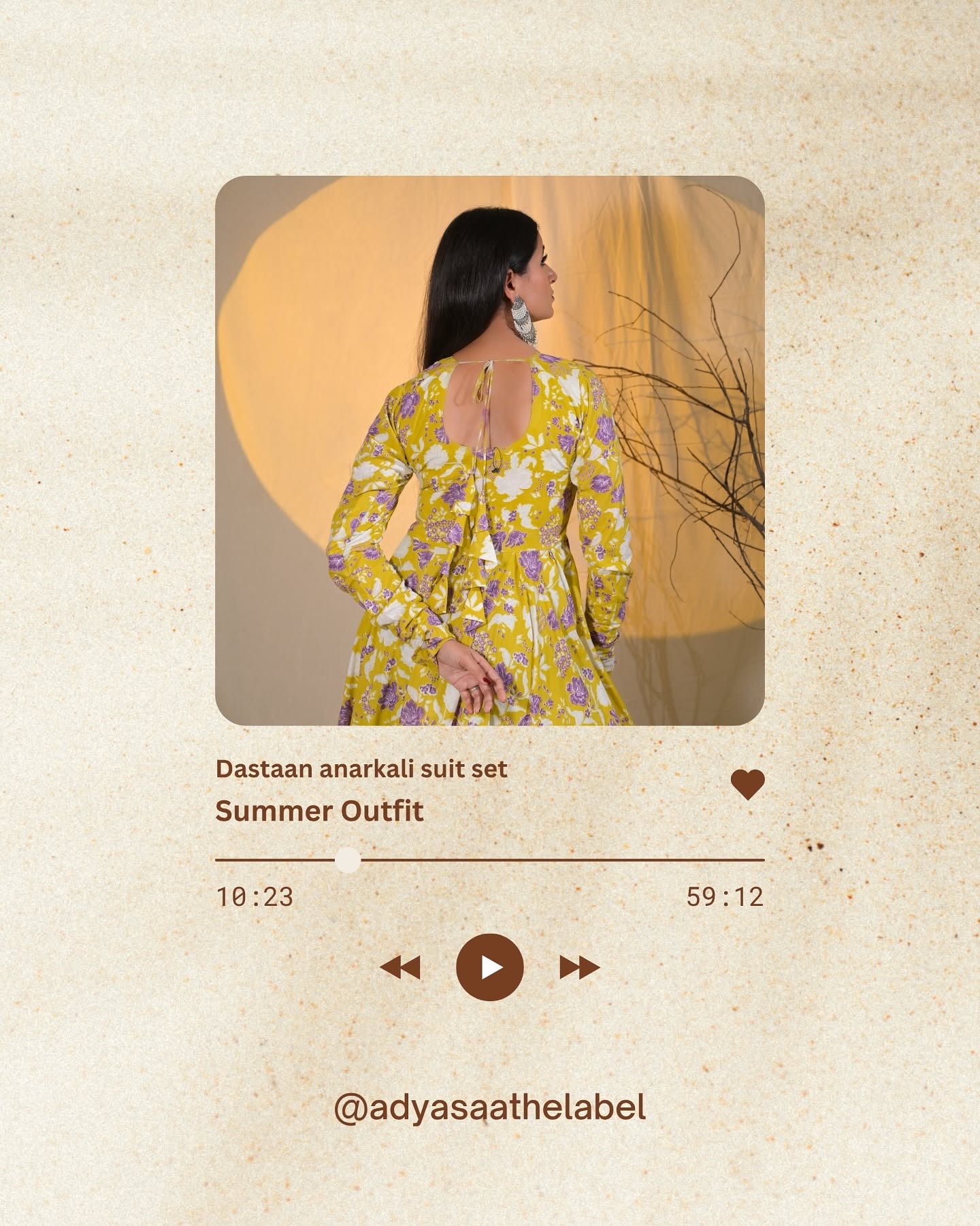 Instagram post: Outfit framed as music player UI