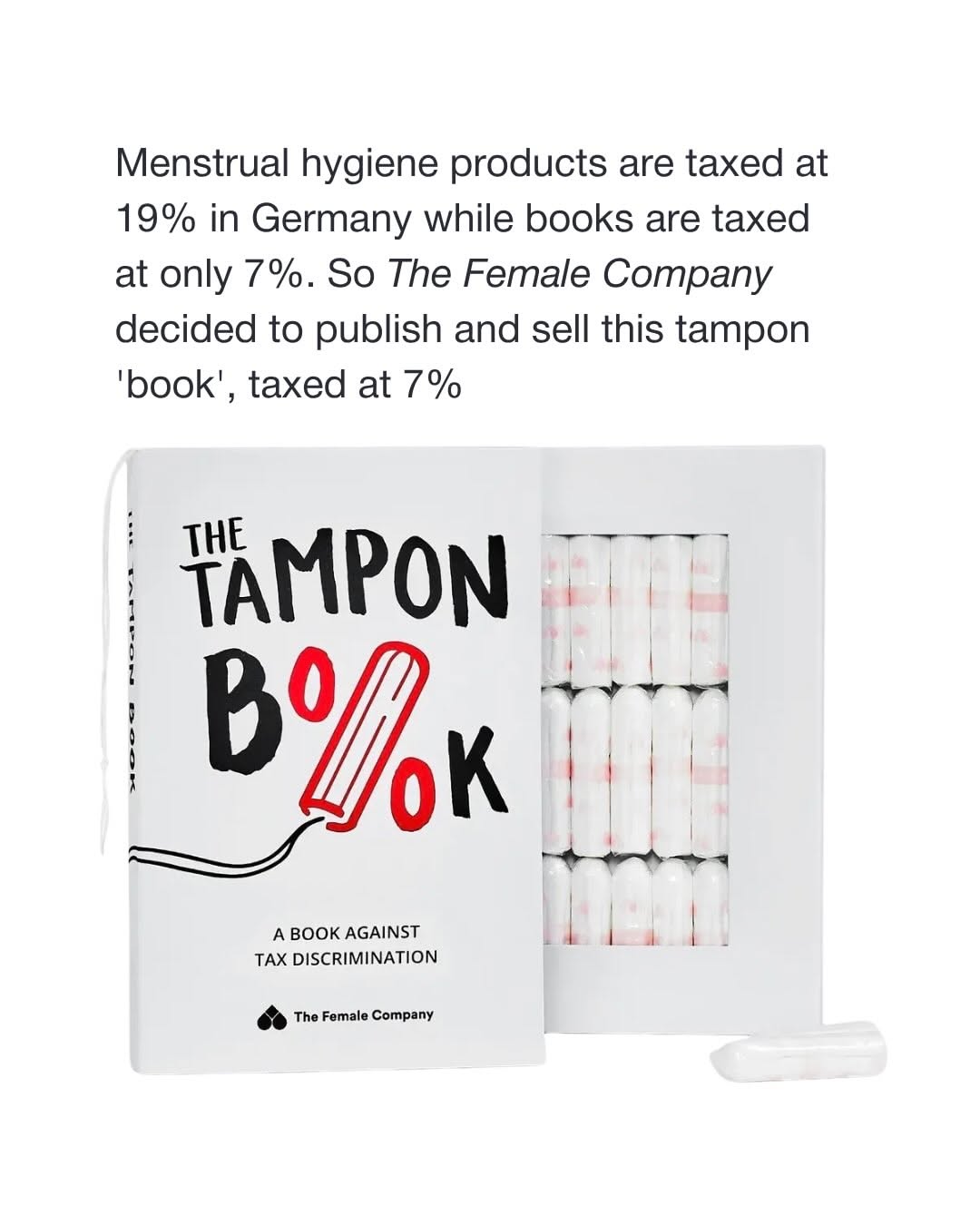 Instagram post: Tampon Book makes tax activism tangible