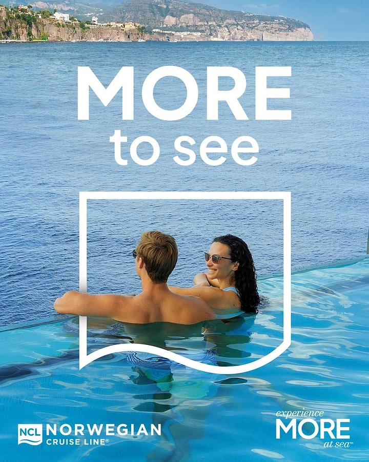 Cruises & Cruise Lines creative ad: Framed pool view reinforces more-to-see message