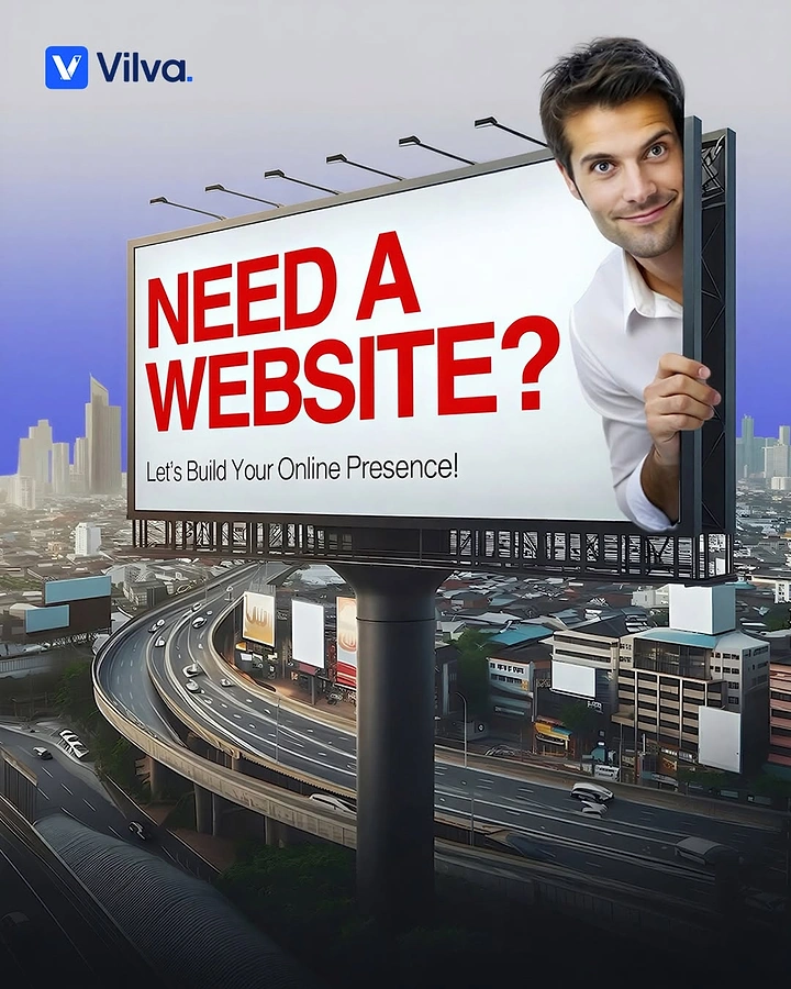 Agency creative ad: Man peeking out from behind billboard