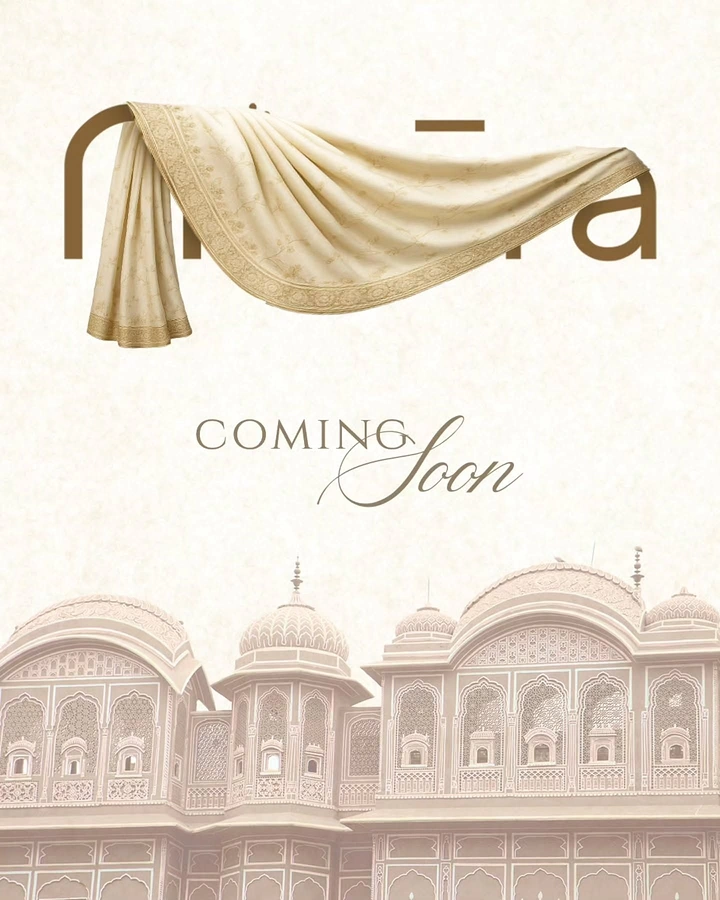 Ethnic Wear & Sarees creative ad: Saree drapes over logo letter teaser