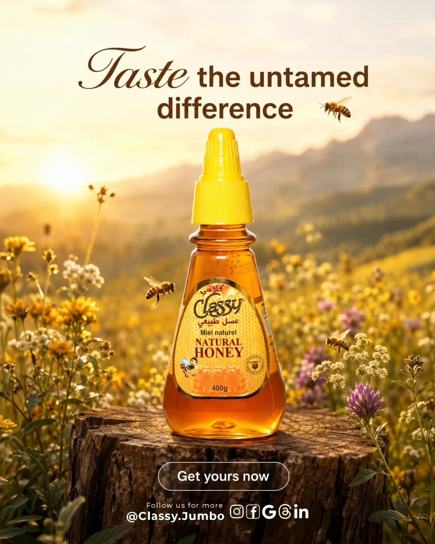 Instagram post: Bottle staged inside honeycomb, slide 4