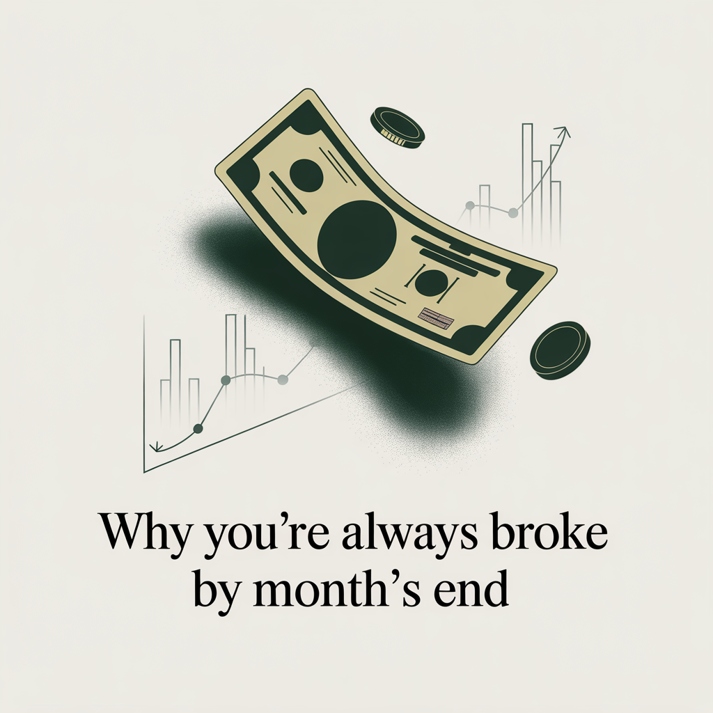Instagram post: Money flying away above chart, editorial