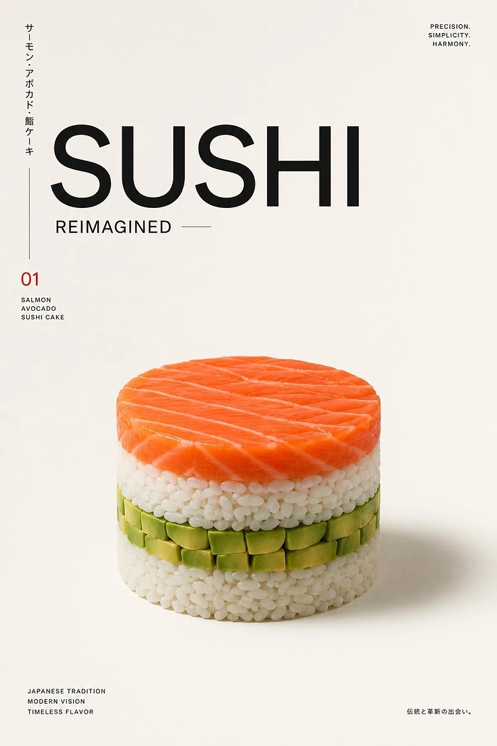 Sushi & Japanese Restaurants creative ad: Sushi becomes a minimalist product sculpture