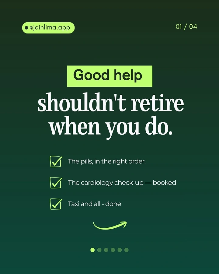 Senior Care creative ad: Headline with a checklist of completed care tasks