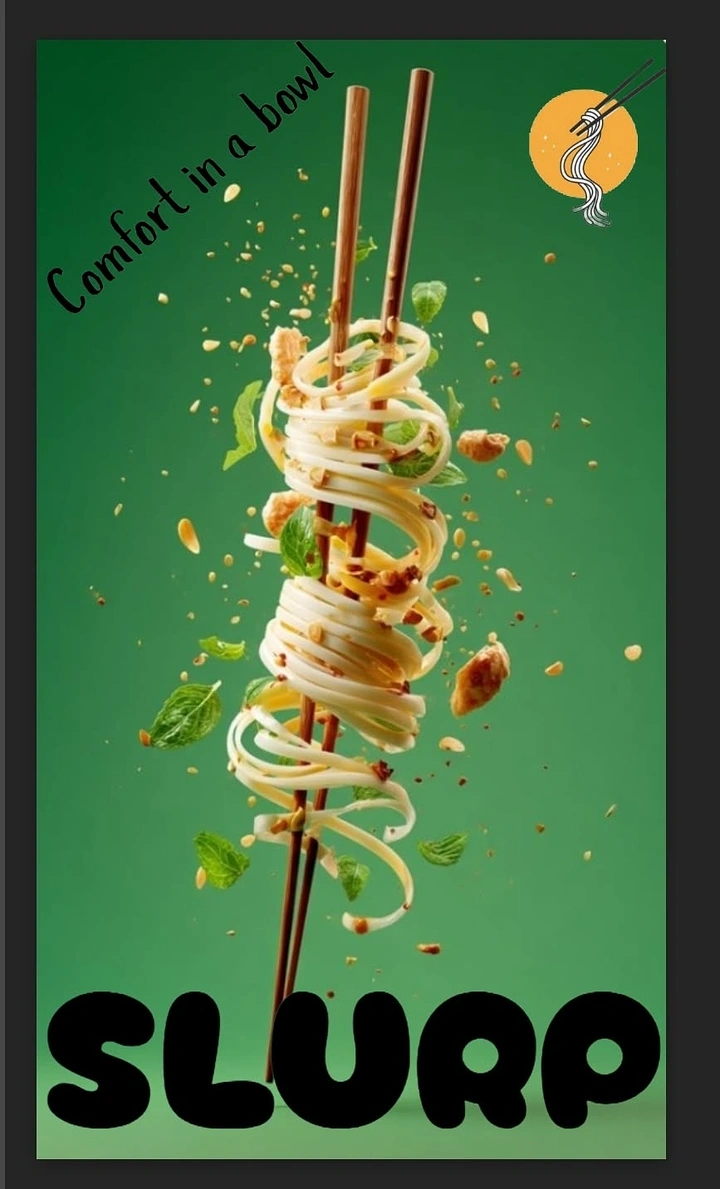 Instant Noodles & Pasta Brands creative ad: Noodles form an energetic comfort spiral