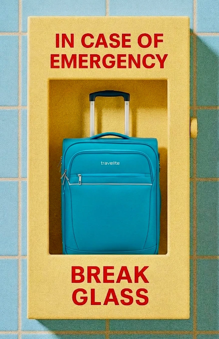 Luggage & Travel Bags creative ad: Excellent break-glass suitcase pun