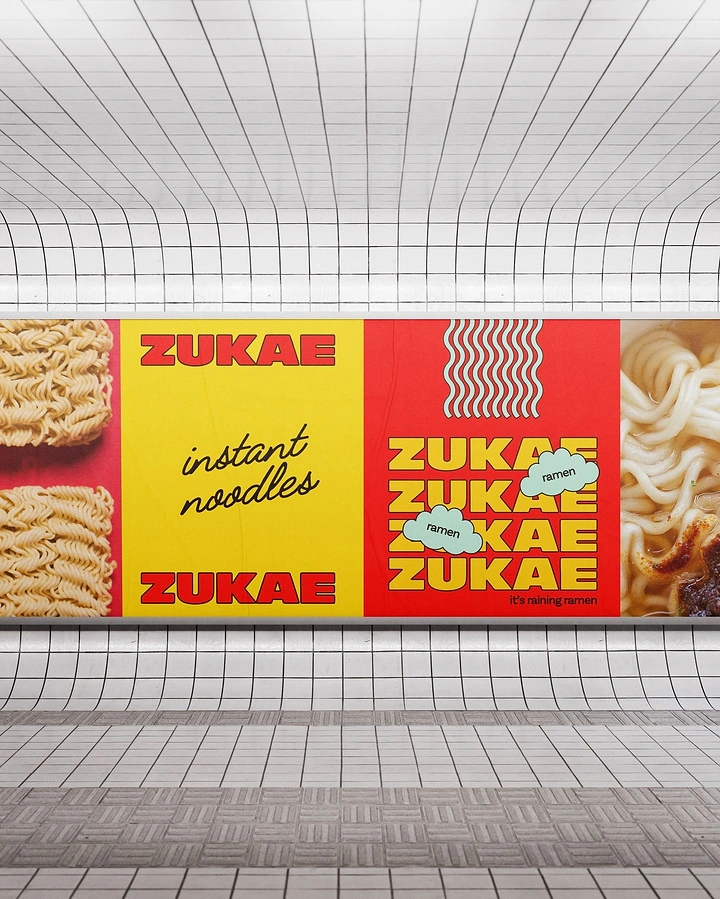 Instant Noodles & Pasta Brands creative ad: Instant noodle packaging becomes tiled architecture