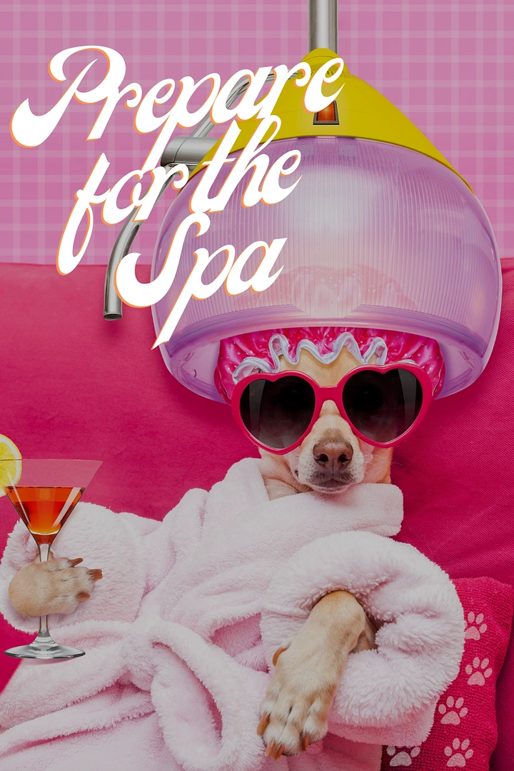 Spa & Massage creative ad: Pampered dog in robe as spa-goer, witty