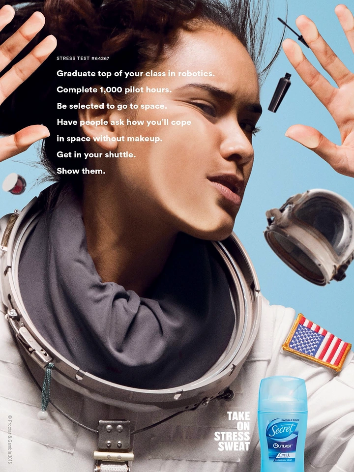Deodorants & Antiperspirants creative ad: Astronaut stress-relief deodorant campaign