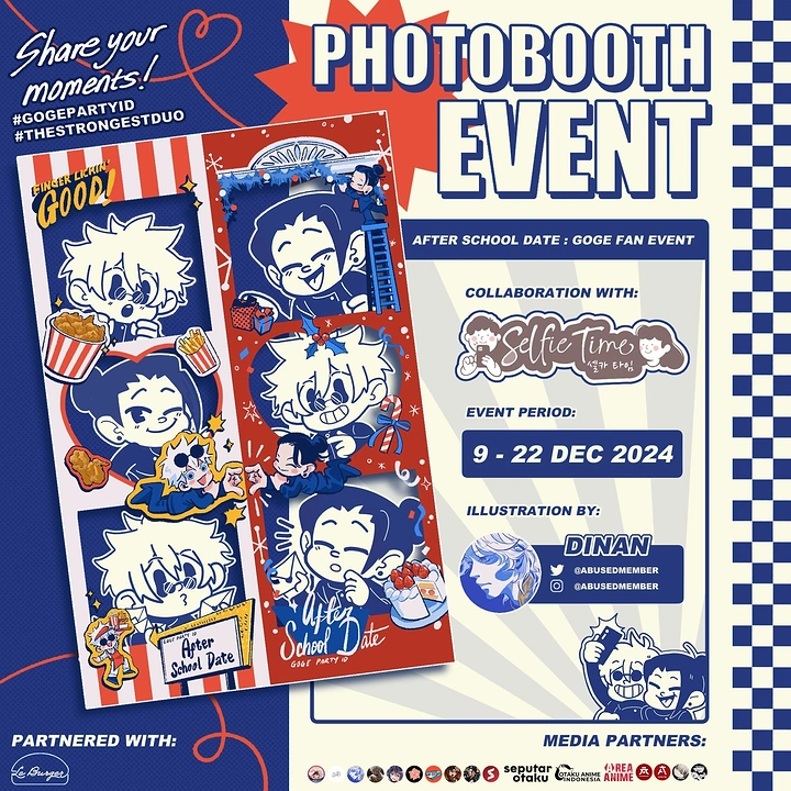 Photo Booth Rentals creative ad: Illustrated event poster with strong character system