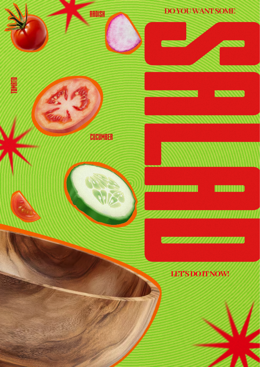 Story: Ingredients become bold typographic composition
