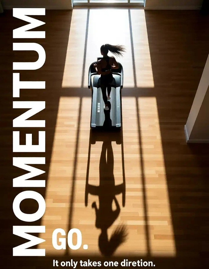 Fitness Equipment Stores creative ad: Momentum typography merges with runner silhouette