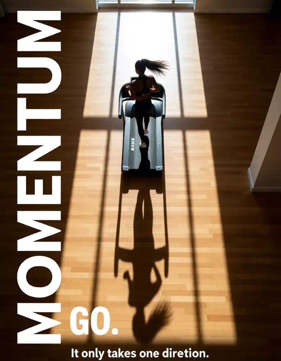 Instagram post: Momentum typography merges with runner silhouette