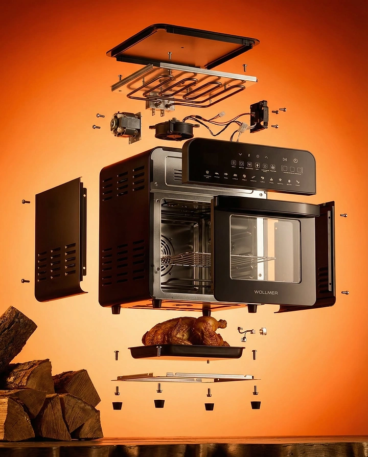 Home Appliances creative ad: Exploded air fryer, striking craft