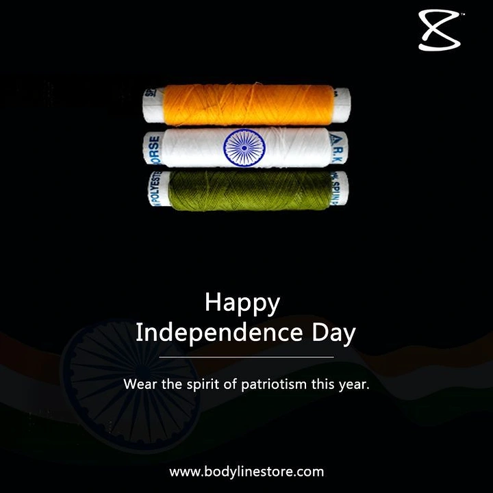 Independence Day creative ad: Thread spools stacked as tricolour flag
