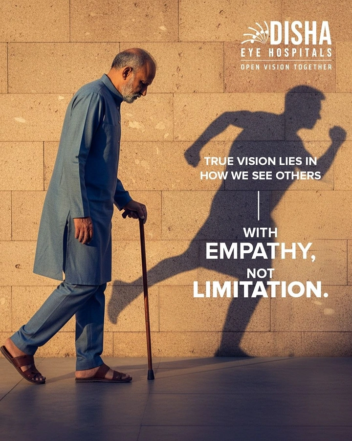 Creative ad: Elderly man with a walking cane casting the shadow of a young running man