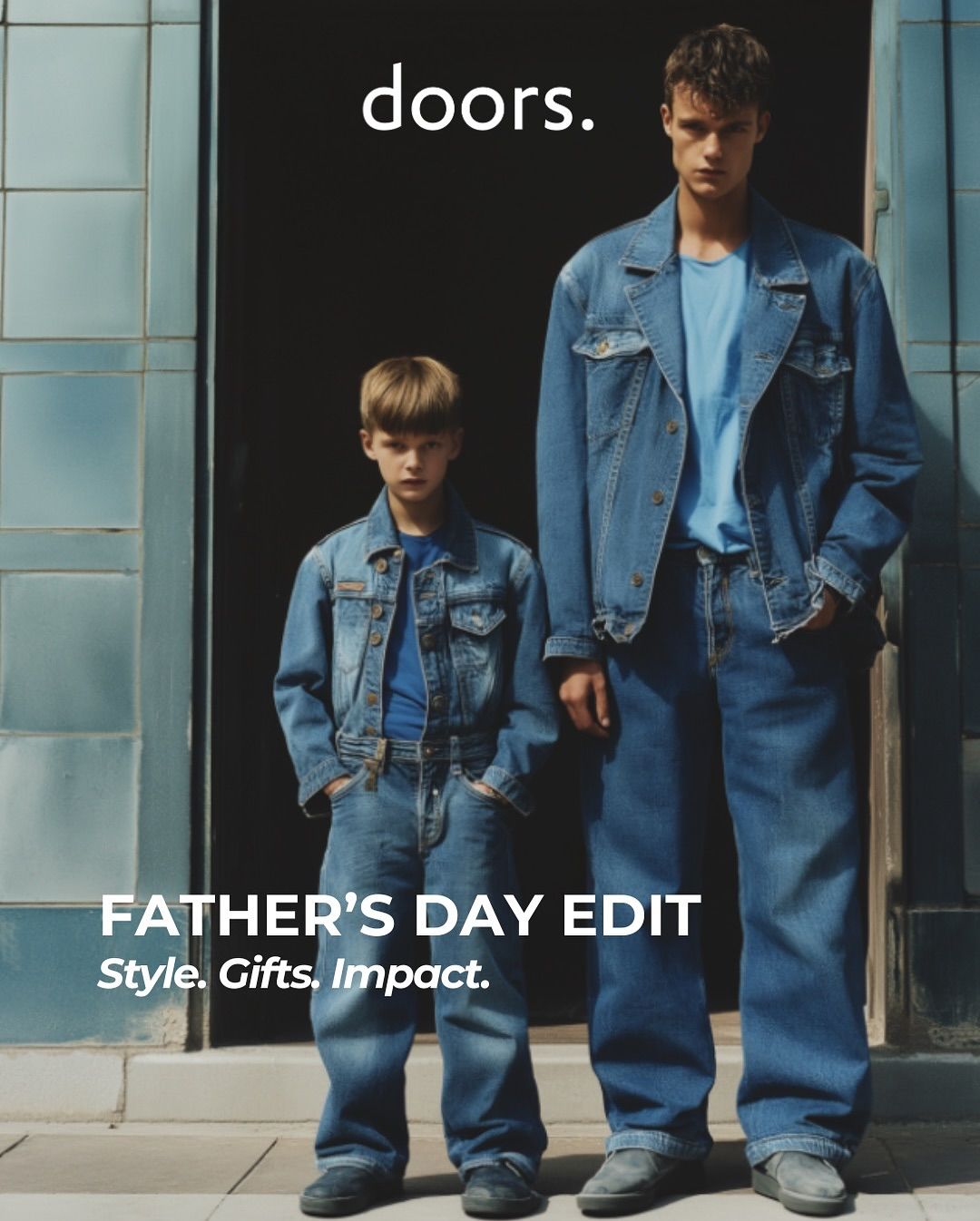 Matching father-son denim, mini-me styling idea