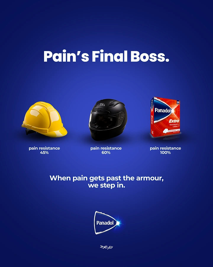 Pain Relief Brands creative ad: Strong pain-as-final-boss product metaphor