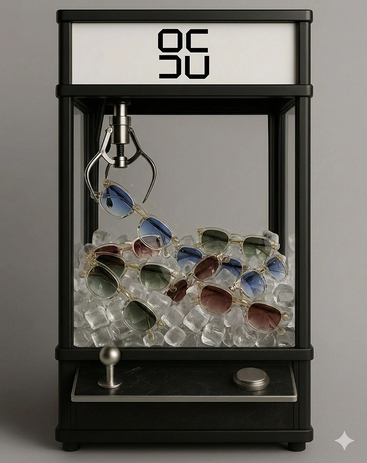 Opticians & Eye Care creative ad: Claw machine full of eyeglasses