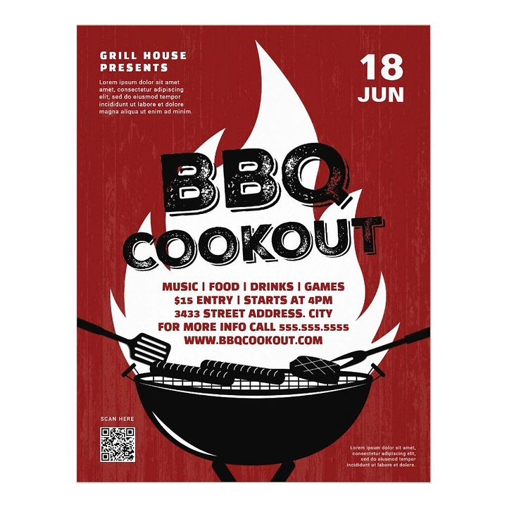 BBQ & Grill Restaurants creative ad: Grill transformed into a striking boat illustration