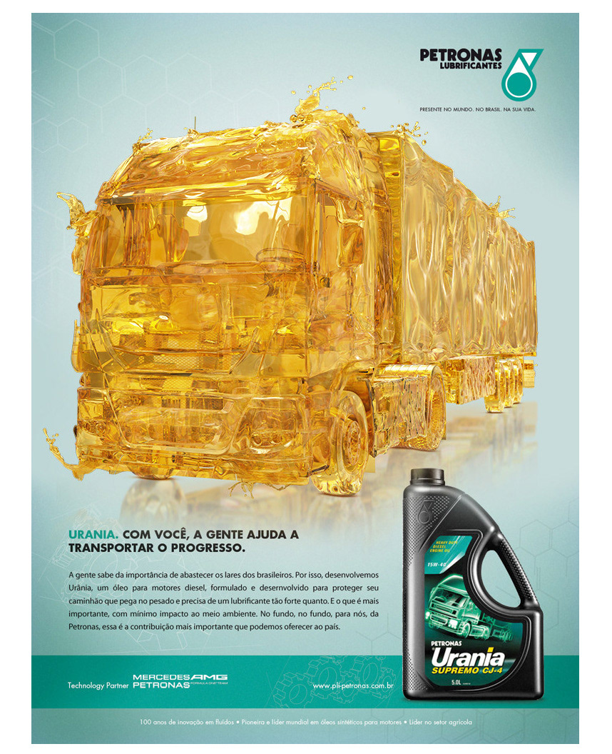 Instagram post: Engine sculpture made from golden oil