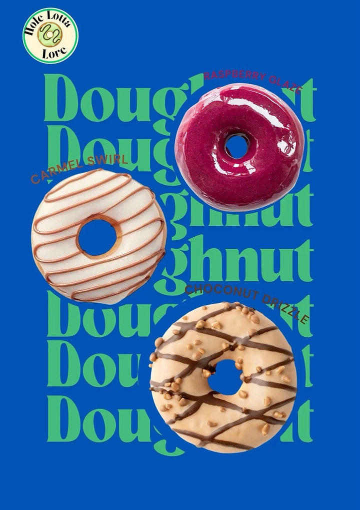 Donut Shops creative ad: Donuts integrated into bold typographic pattern