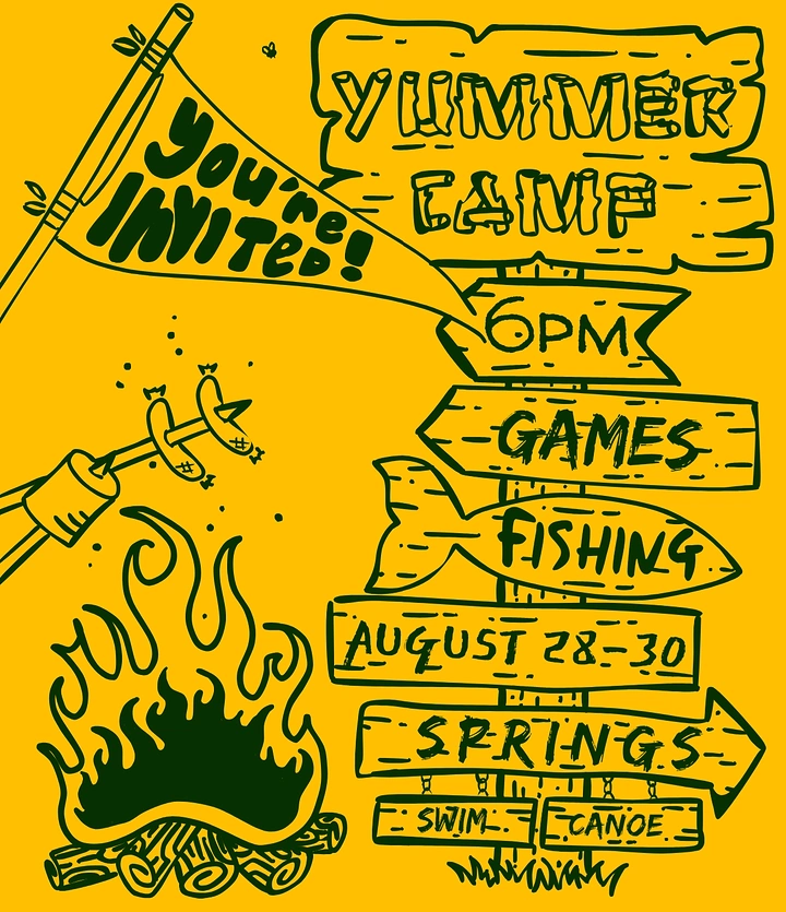 Summer Camps & Kids Activities creative ad: Hand-drawn camp wayfinding poster