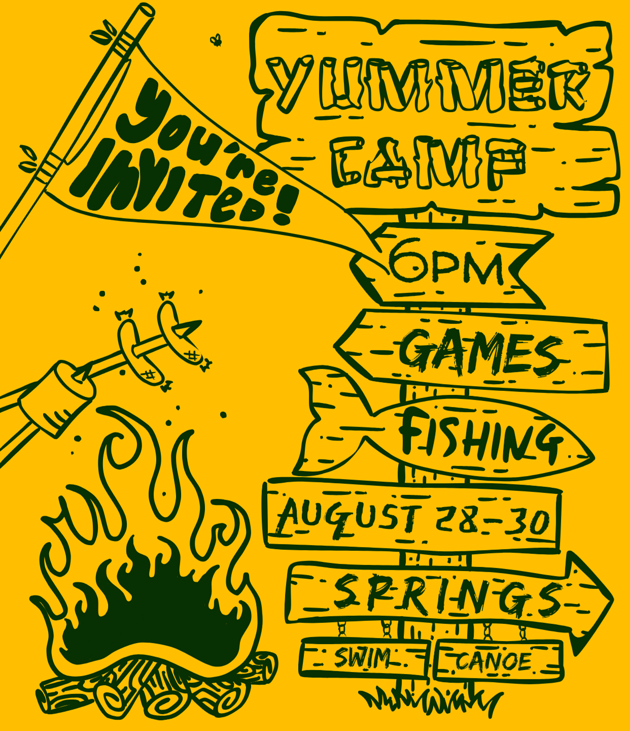 Instagram post: Hand-drawn camp wayfinding poster